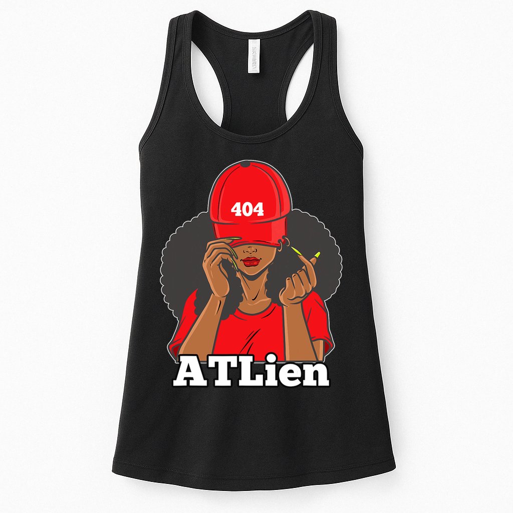 404 Atlien Atlanta Atl Area Code Black Woman Afro Womens Tank Top