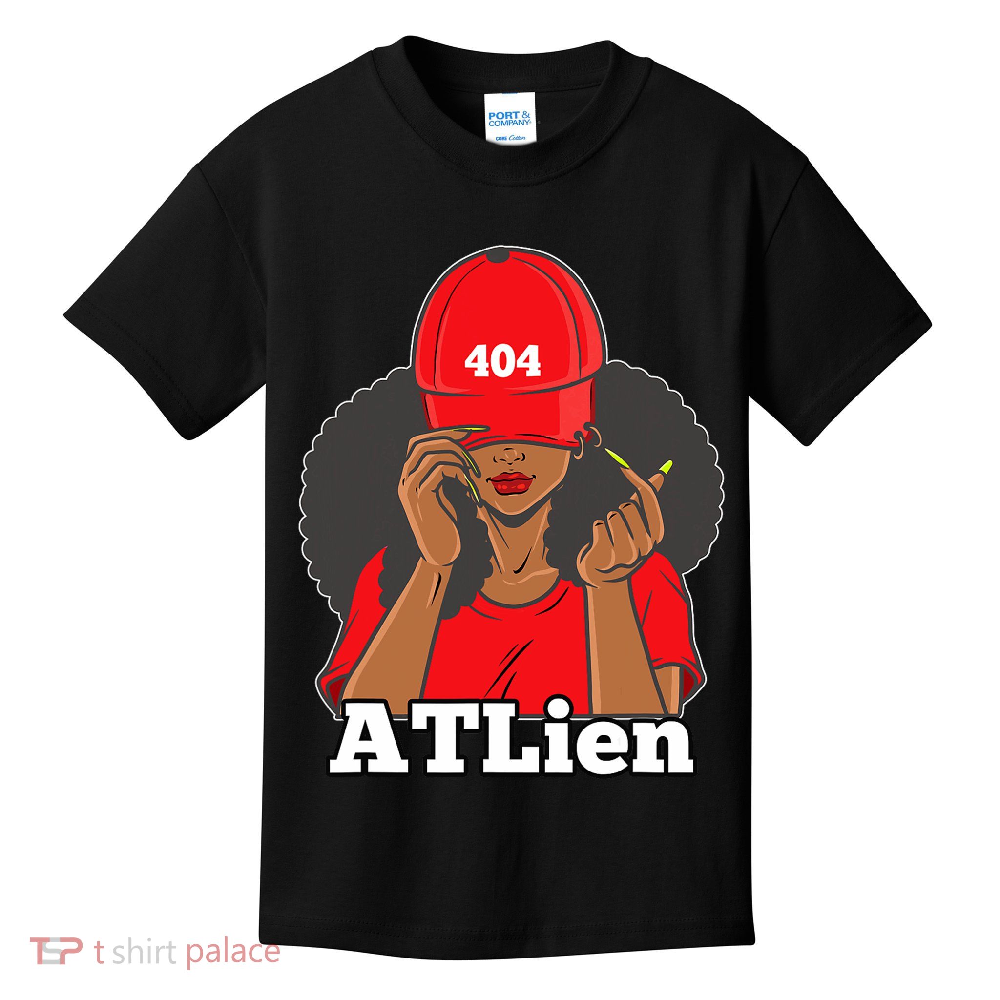 404 Atlien Atlanta Atl Area Code Black Woman Afro Kids T-Shirt