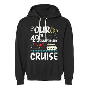 49th Anniversary Cruise Trip Wedding Husband Wife Couple Garment-Dyed Fleece Hoodie