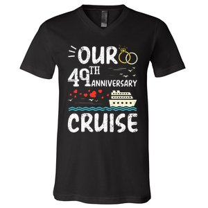 49th Anniversary Cruise Trip Wedding Husband Wife Couple V-Neck T-Shirt