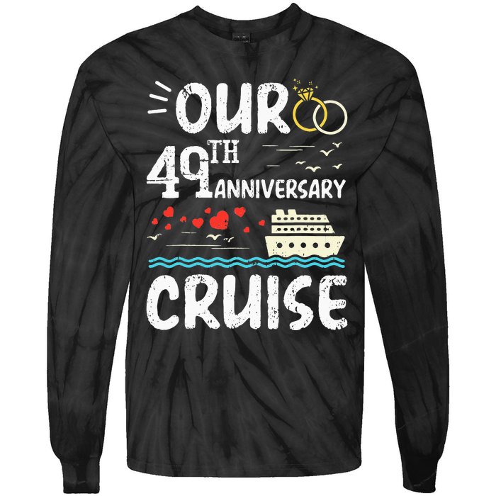 49th Anniversary Cruise Trip Wedding Husband Wife Couple Tie-Dye Long Sleeve Shirt