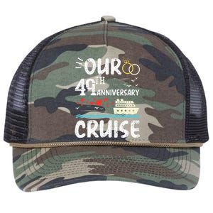 49th Anniversary Cruise Trip Wedding Husband Wife Couple Retro Rope Trucker Hat Cap