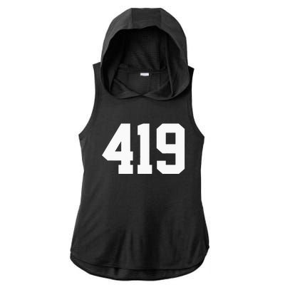 419 Area Code Toledo Sylvania Mansfield Lima Findlay Ohio Ladies PosiCharge Tri-Blend Wicking Draft Hoodie Tank