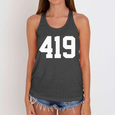 419 Area Code Toledo Sylvania Mansfield Lima Findlay Ohio Women's Knotted Racerback Tank