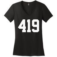 419 Area Code Toledo Sylvania Mansfield Lima Findlay Ohio Women's V-Neck T-Shirt