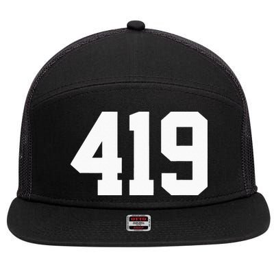 419 Area Code Toledo Sylvania Mansfield Lima Findlay Ohio 7 Panel Mesh Trucker Snapback Hat