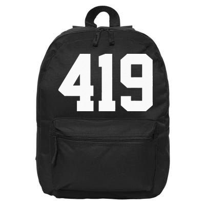 419 Area Code Toledo Sylvania Mansfield Lima Findlay Ohio 16 in Basic Backpack