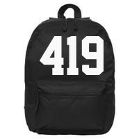 419 Area Code Toledo Sylvania Mansfield Lima Findlay Ohio 16 in Basic Backpack