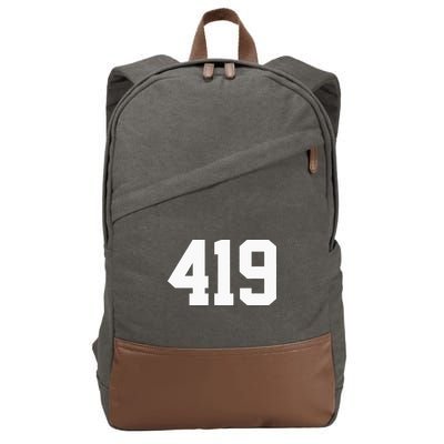 419 Area Code Toledo Sylvania Mansfield Lima Findlay Ohio Cotton Canvas Backpack
