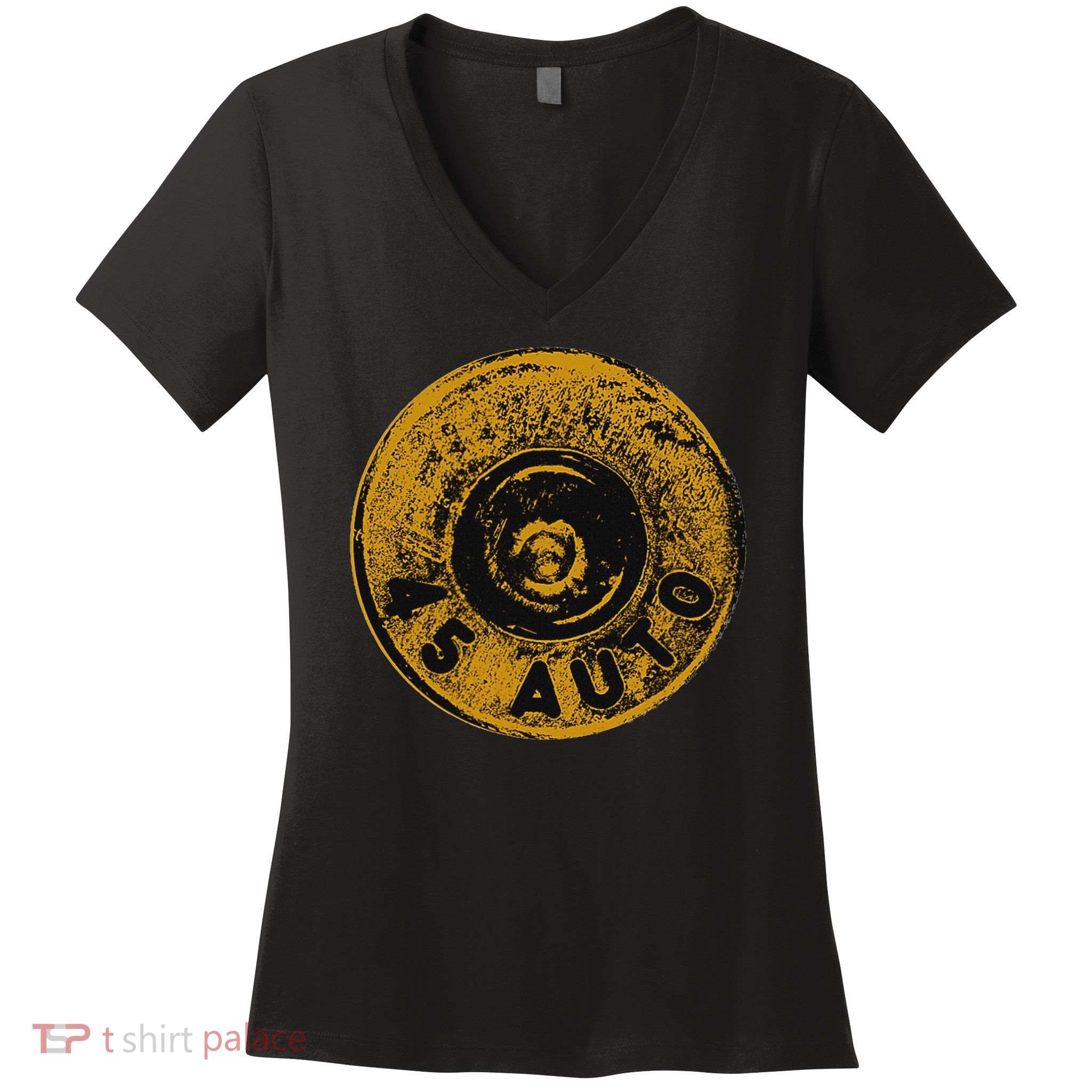45 Acp Cartridge Bottom, Big Bore Ammo Women's V-Neck T-Shirt