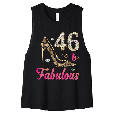 46 And Fabulous Funny 46th Birthday Cute Gift Beautiful Fun Women's Racerback Cropped Tank