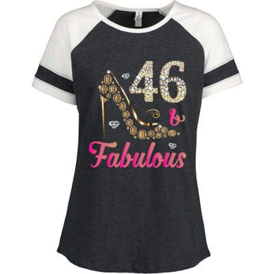 46 And Fabulous Funny 46th Birthday Cute Gift Beautiful Fun Enza Ladies Jersey Colorblock Tee