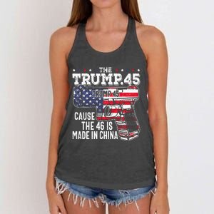 45 American Flag, The Trump 45 Cause The 46 Is Made In China Women's Knotted Racerback Tank