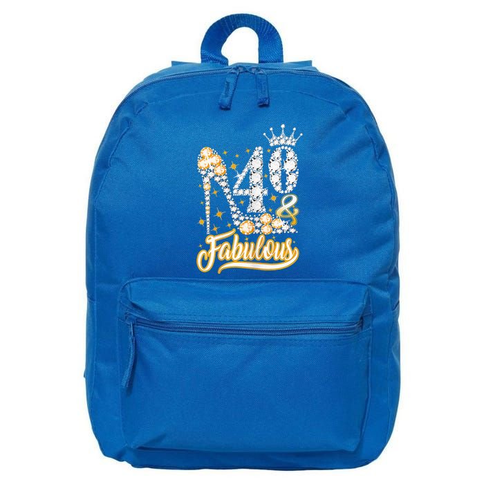 40 and Fabulous 40th Birthday Diamond Gift for Wo 16 in Basic Backpack