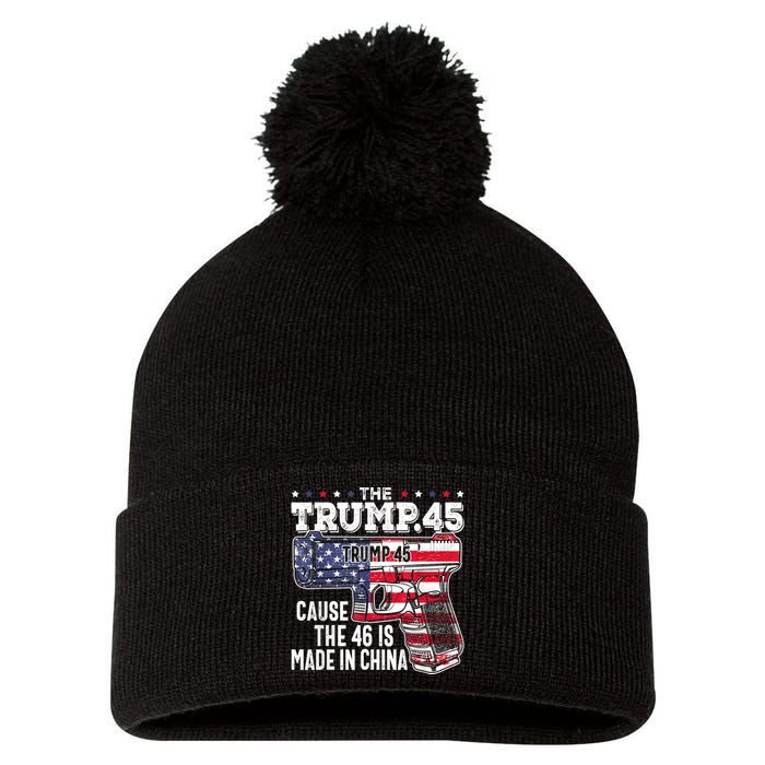 45 American Flag The Trump 45 Cause The 46 Is Made In China Pom Pom 12in Knit Beanie