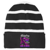 43 And Fabulous High Heels Stepping Into My 43Rd Birthday Striped Beanie with Solid Band