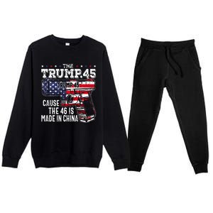 45 American Flag The Trump 45 Cause The 46 Is Made In China Premium Crewneck Sweatsuit Set