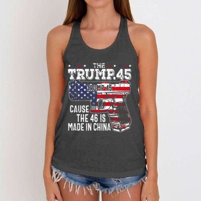 45 American Flag The Trump 45 Cause The 46 Is Made In China Women's Knotted Racerback Tank