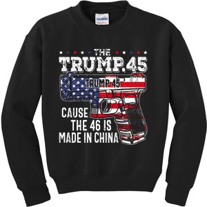 45 American Flag The Trump 45 Cause The 46 Is Made In China Kids Sweatshirt