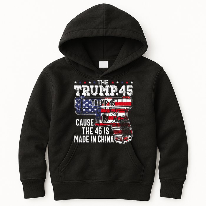 45 American Flag The Trump 45 Cause The 46 Is Made In China Kids Hoodie