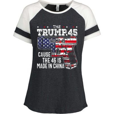 45 American Flag The Trump 45 Cause The 46 Is Made In China Enza Ladies Jersey Colorblock Tee