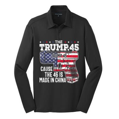 45 American Flag, The Trump 45 Cause The 46 Is Made In China Silk Touch Performance Long Sleeve Polo