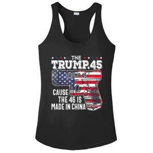 45 American Flag, The Trump 45 Cause The 46 Is Made In China Ladies PosiCharge Competitor Racerback Tank