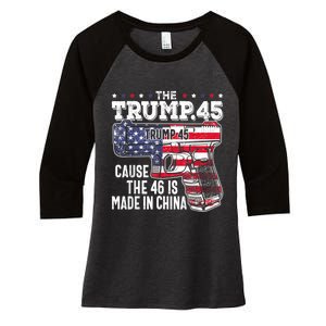 45 American Flag, The Trump 45 Cause The 46 Is Made In China Women's Tri-Blend 3/4-Sleeve Raglan Shirt