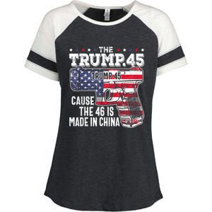 45 American Flag, The Trump 45 Cause The 46 Is Made In China Enza Ladies Jersey Colorblock Tee