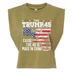 45 American Flag, The Trump 45 Cause The 46 Is Made In China Garment-Dyed Women's Muscle Tee