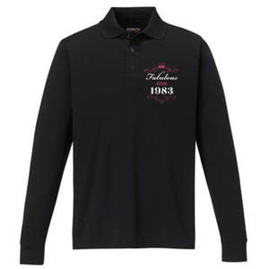 40 and Fabulous Since 1983 40th Birthday Wom.e.n Performance Long Sleeve Polo