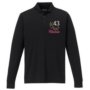 43 And Fabulous Funny 43th Birthday Cute Gift Beautiful Fun Performance Long Sleeve Polo