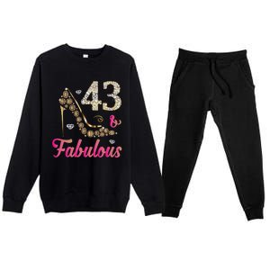 43 And Fabulous Funny 43th Birthday Cute Gift Beautiful Fun Premium Crewneck Sweatsuit Set