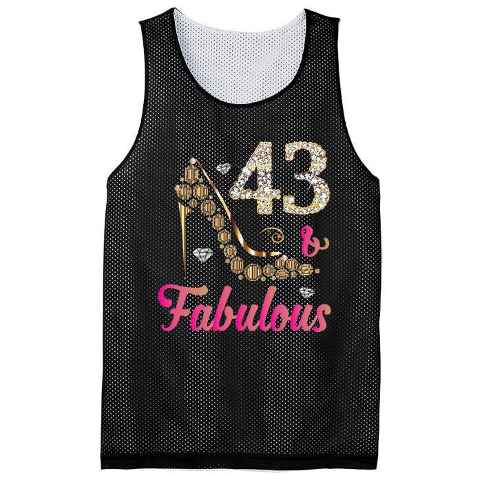 43 And Fabulous Funny 43th Birthday Cute Gift Beautiful Fun Mesh Reversible Basketball Jersey Tank