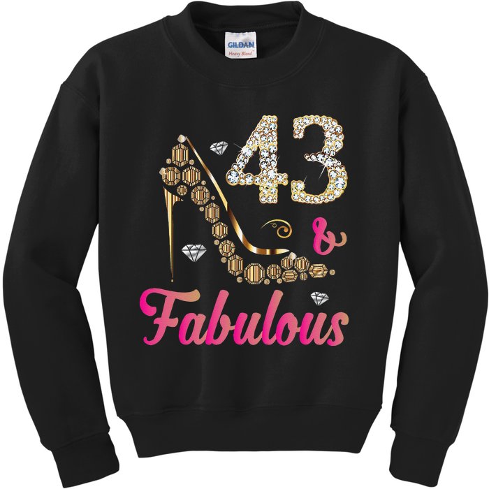 43 And Fabulous Funny 43th Birthday Cute Gift Beautiful Fun Kids Sweatshirt