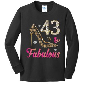 43 And Fabulous Funny 43th Birthday Cute Gift Beautiful Fun Kids Long Sleeve Shirt