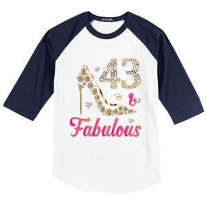 43 And Fabulous Funny 43th Birthday Cute Gift Beautiful Fun Baseball Sleeve Shirt