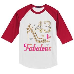 43 And Fabulous Funny 43th Birthday Cute Gift Beautiful Fun Kids Colorblock Raglan Jersey