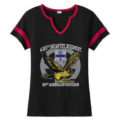 4325th Airborne Infantry Gold F.A.L.C.O.N.S Ladies Halftime Notch Neck Tee