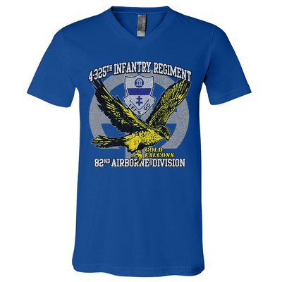 4325th Airborne Infantry Gold F.A.L.C.O.N.S V-Neck T-Shirt