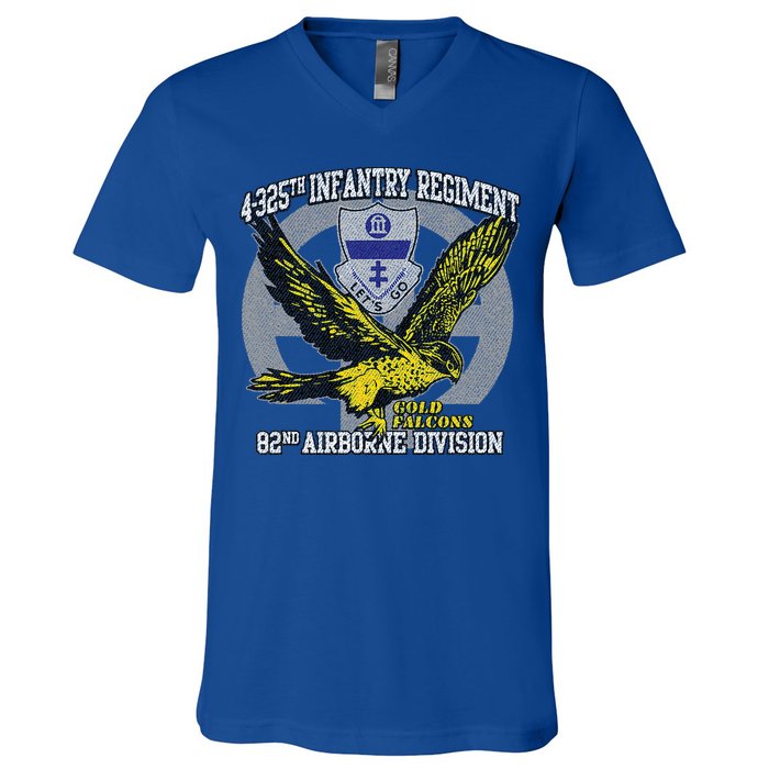 4325th Airborne Infantry Gold F.A.L.C.O.N.S V-Neck T-Shirt
