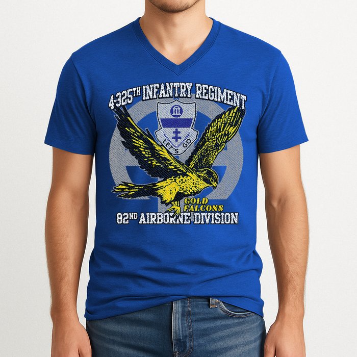 4325th Airborne Infantry Gold F.A.L.C.O.N.S V-Neck T-Shirt