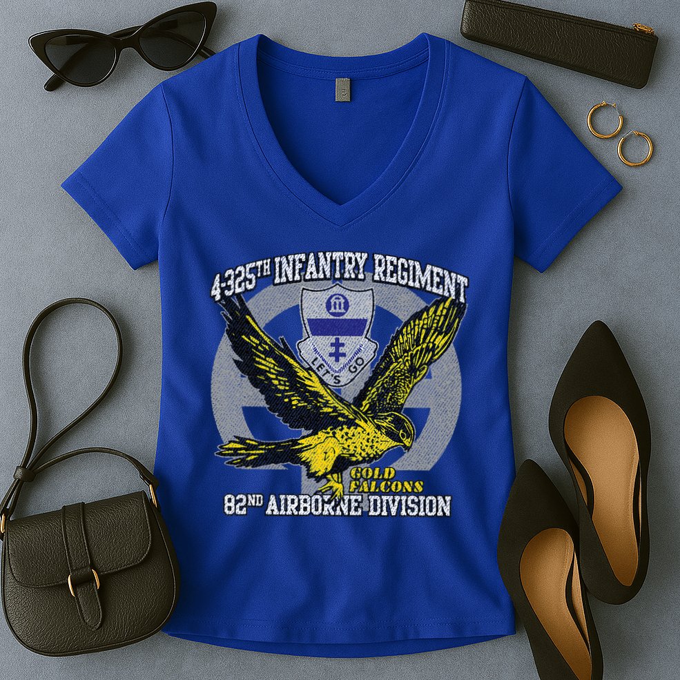 4325th Airborne Infantry Gold F.A.L.C.O.N.S Women's V-Neck T-Shirt