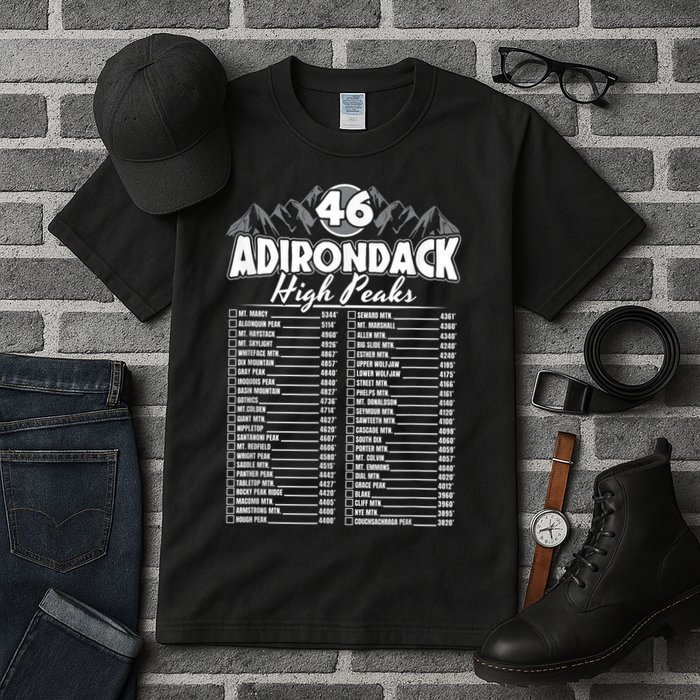 46 Adirondack Mountain Climbing Checklist Tall T-Shirt