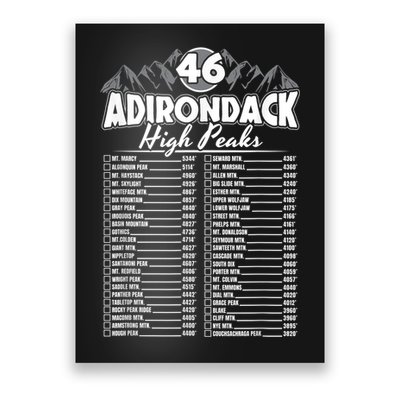46 Adirondack Mountain Climbing Checklist Poster