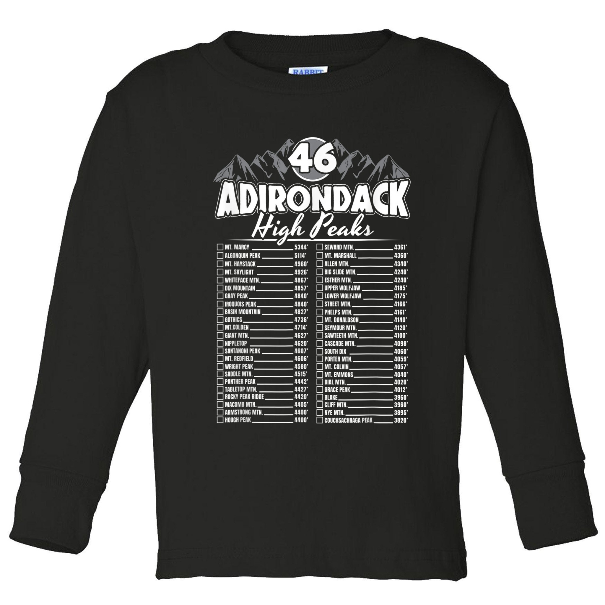46 Adirondack Mountain Climbing Checklist Toddler Long Sleeve Shirt