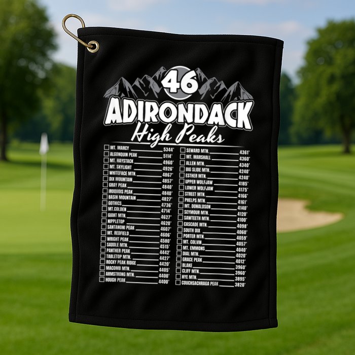 46 Adirondack Mountain Climbing Checklist Golf Towel