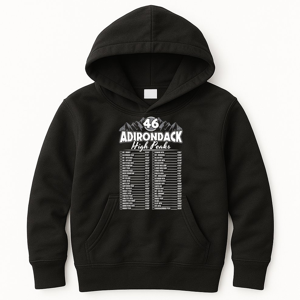 46 Adirondack Mountain Climbing Checklist Kids Hoodie