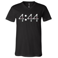 4:44 Angel Number Floral V-Neck T-Shirt