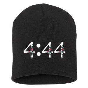 4:44 Angel Number Floral Short Acrylic Beanie